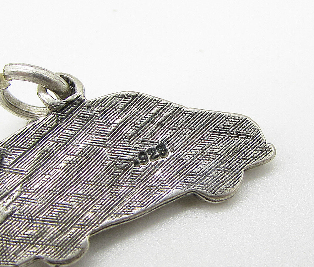 925 Sterling Silver  Vintage Carved Mom's Taxi Charm Pendant  PT1790