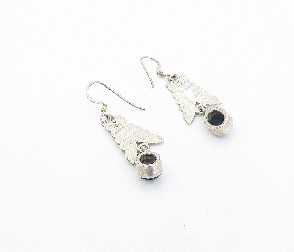 925 Sterling Silver  Vintage Faceted Black Hematite Dangle Earrings  EG3492