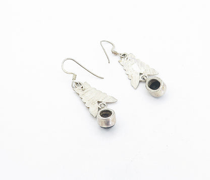 925 Sterling Silver  Vintage Faceted Black Hematite Dangle Earrings  EG3492