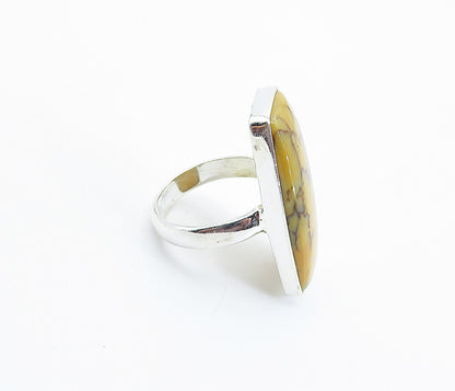 925 Sterling Silver  Orange Jasper Shiny Square Cocktail Ring Sz 8.5  RG8201