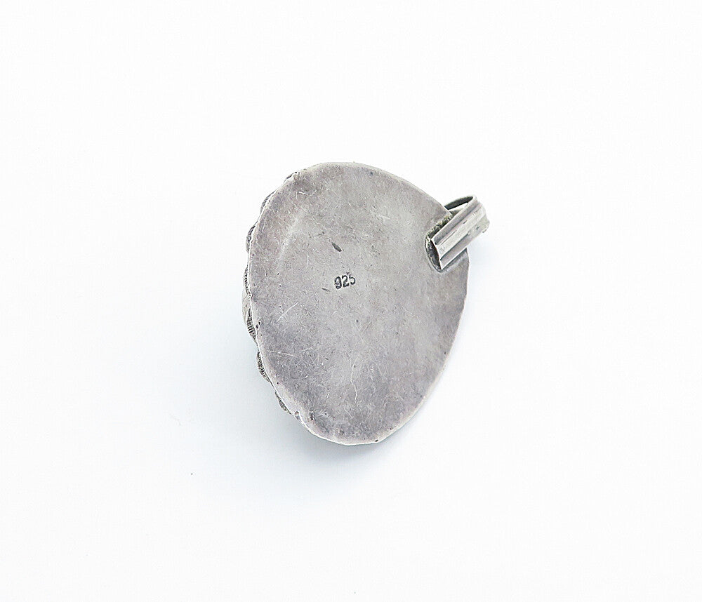 925 Sterling Silver Vintage Pear Shapes Turquoise Twist Drop Pendant PT4122