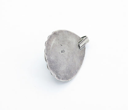 925 Sterling Silver Vintage Pear Shapes Turquoise Twist Drop Pendant PT4122