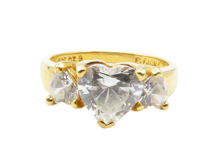 ROSS SIMON 925 Silver  Cubic Zirconia Gold Plated Cocktail Ring Sz 9  RG12261
