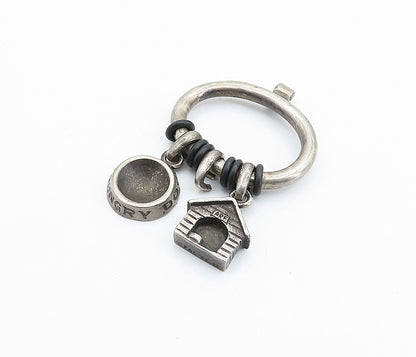 925 Sterling Silver  Vintage Dog House & Bowl Charmed Slide Pendant  PT4054