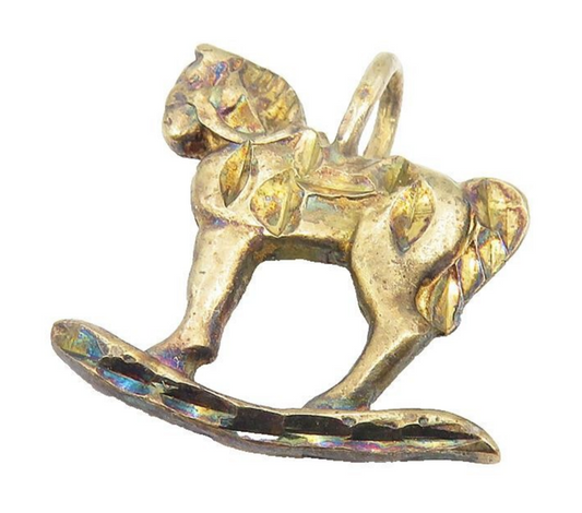 925 Sterling Silver  Vintage Diamond Cut Detail Rocking Horse Pendant  PT8964