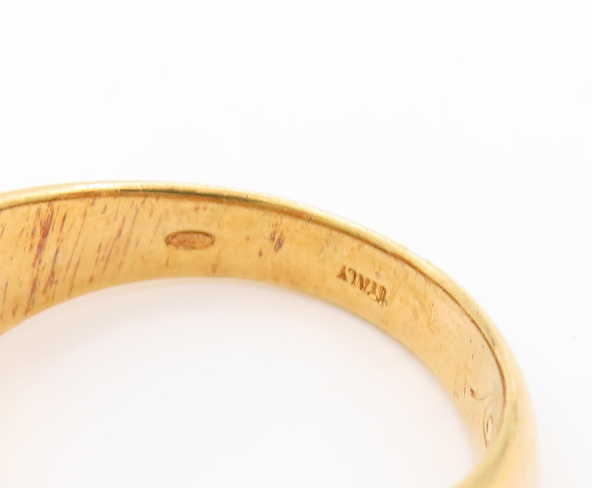 925 Sterling Silver Vintage Ring Gold Plated Domed Grooved Design  Sz 9  RG32817
