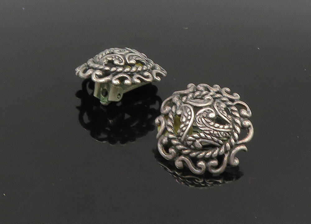CAROLYN POLLACK 925 Silver  Vintage Swirl Dome Non Pierce Earrings  EG11232