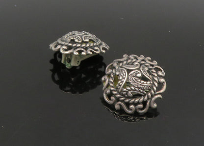 CAROLYN POLLACK 925 Silver  Vintage Swirl Dome Non Pierce Earrings  EG11232