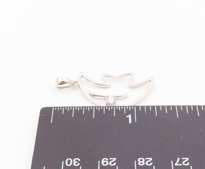 925 Sterling Silver  Vintage Cubic Zirconia Fish Outline Pendant  PT19052