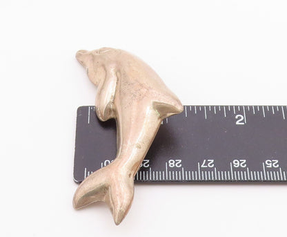 MEXICO 925 Sterling Silver  Vintage Shiny Leaping Dolphin Brooch Pin  BP5003