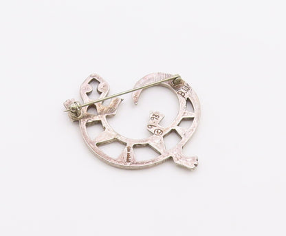 NAVAJO 925 Silver  Vintage Minimalist Coiled Lizard Cutout Brooch Pin  BP9945