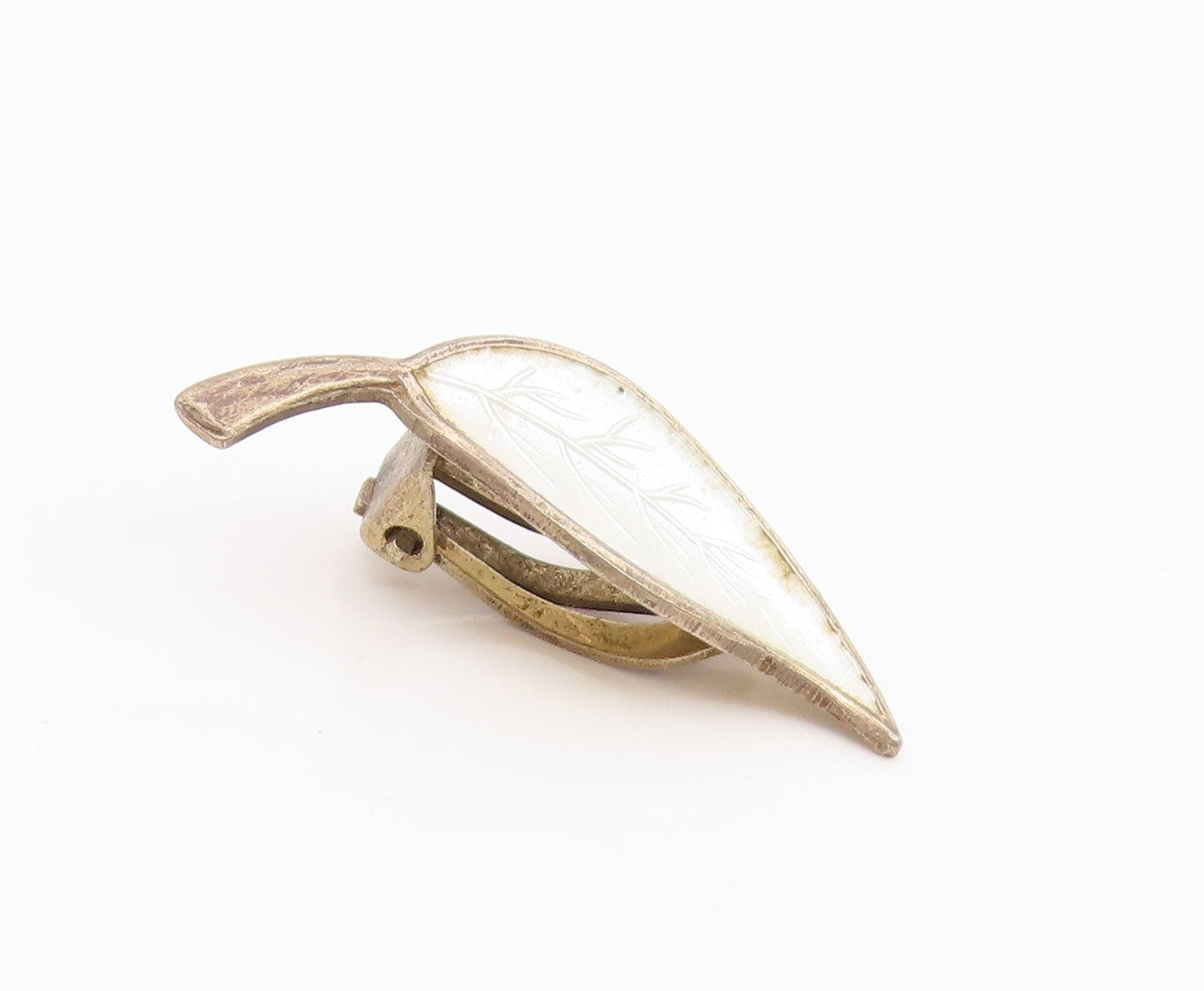 925 Sterling Silver Vintage Earrings DAVID ANDERSEN NORWAY Enamel Leaf  EG14277