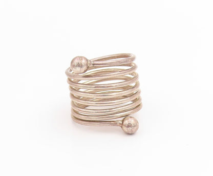 925 Sterling Silver Vintage Ring Coiled Wire With Ball Ends Band  Sz 9  RG33908