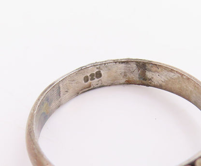 925 Sterling Silver Vintage Ring Faceted Gemstone Statement Band  Sz 7  RG34662