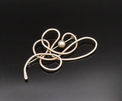 925 Sterling Silver  Vintage Bead Ball Knot Twist Outline Brooch Pin  BP9769