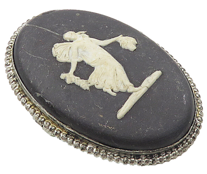 ENGLAND 925 Sterling Silver  Vintage Woman Figure Cameo Brooch Pin  BP3492