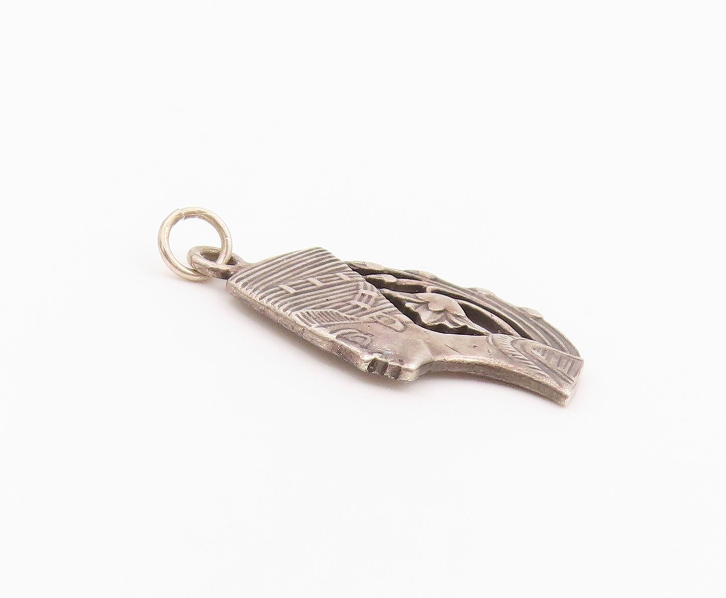 925 Sterling Silver Vintage Pendant Nefertiti Queen Floral Side Profile  PT26380
