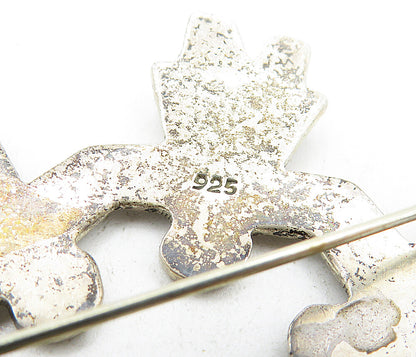 925 Sterling Silver  Vintage People Holding Hands Unity Brooch Pin  BP1451