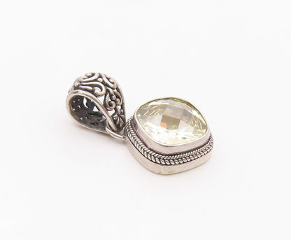 SARDA 925 Silver  Vintage Faceted Cubic Zirconia Floral Bail Pendant  PT19497