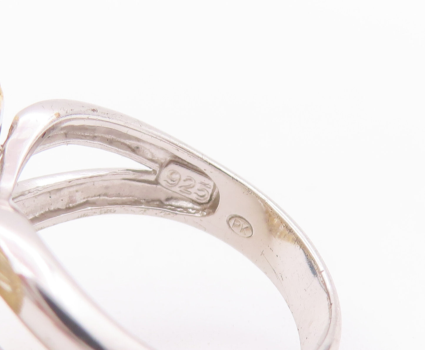 925 Sterling Silver Vintage Ring Twisted Rope Topaz Spiral Heart  Sz 6  RG28056