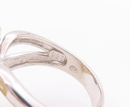 925 Sterling Silver Vintage Ring Twisted Rope Topaz Spiral Heart  Sz 6  RG28056