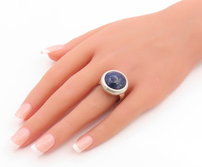 925 Sterling Silver Vintage Ring ISRAEL Lapis Lazuli Band  Sz 10.5  RG35783