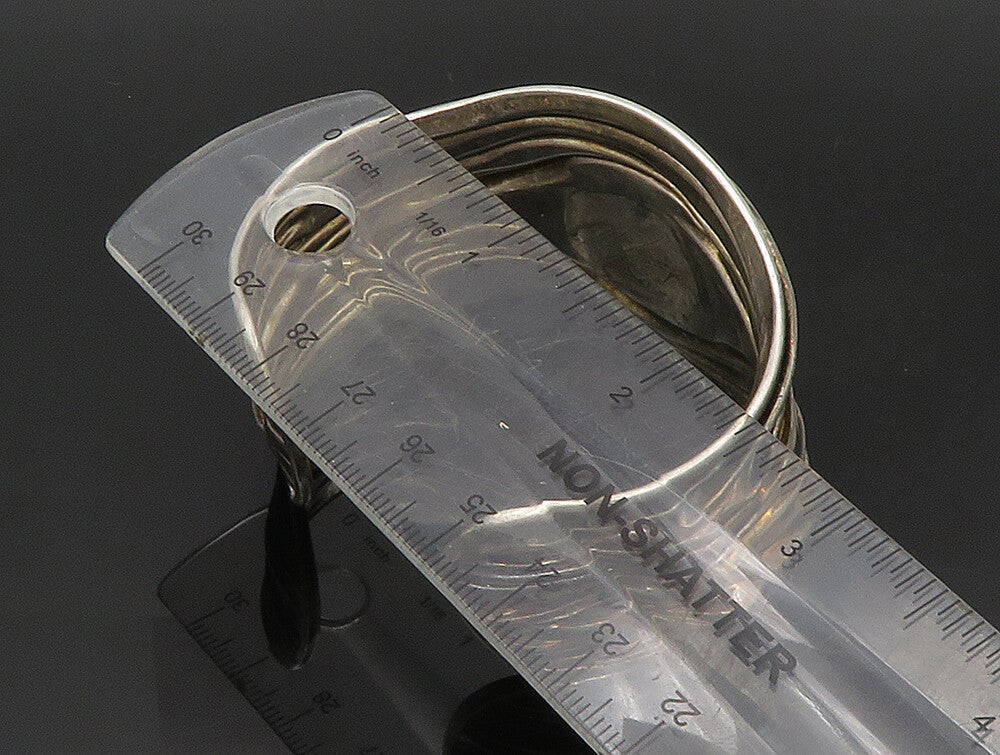 DDD MEXICO 925 Silver  Vintage Agate Modernist Wide Cuff Bracelet  BT9370