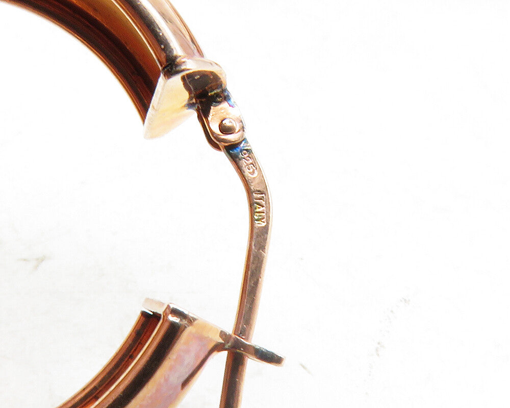 925 Sterling Silver  Shiny Gold Plated Round Smooth Hoop Earrings  EG6412