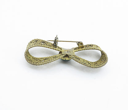 ISRAEL 925 Sterling Silver  Vintage Eilat Filigree Bow Tie Brooch Pin  BP2939