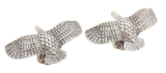 925 Sterling Silver Vintage Decorative Piece Etched Flying Eagle Pair  TR4041