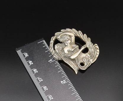 925 Sterling Silver  Vintage Antique Goddess Mermaid Brooch Pin  BP9627