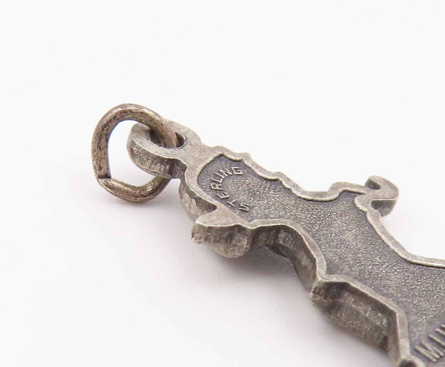 925 Silver  Vintage Hummel Lady Holding Umbrella & Purse Pendant  PT21410