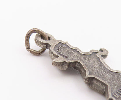 925 Silver  Vintage Hummel Lady Holding Umbrella & Purse Pendant  PT21410