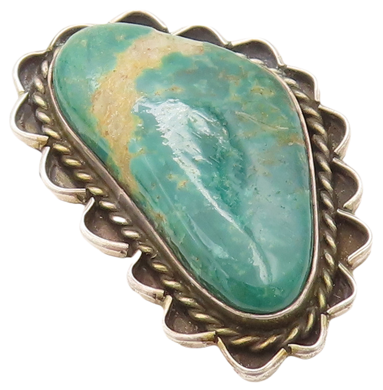 925 Sterling Silver Vintage Pendant NAVAJO Designer Carved Gemstone  PT23639