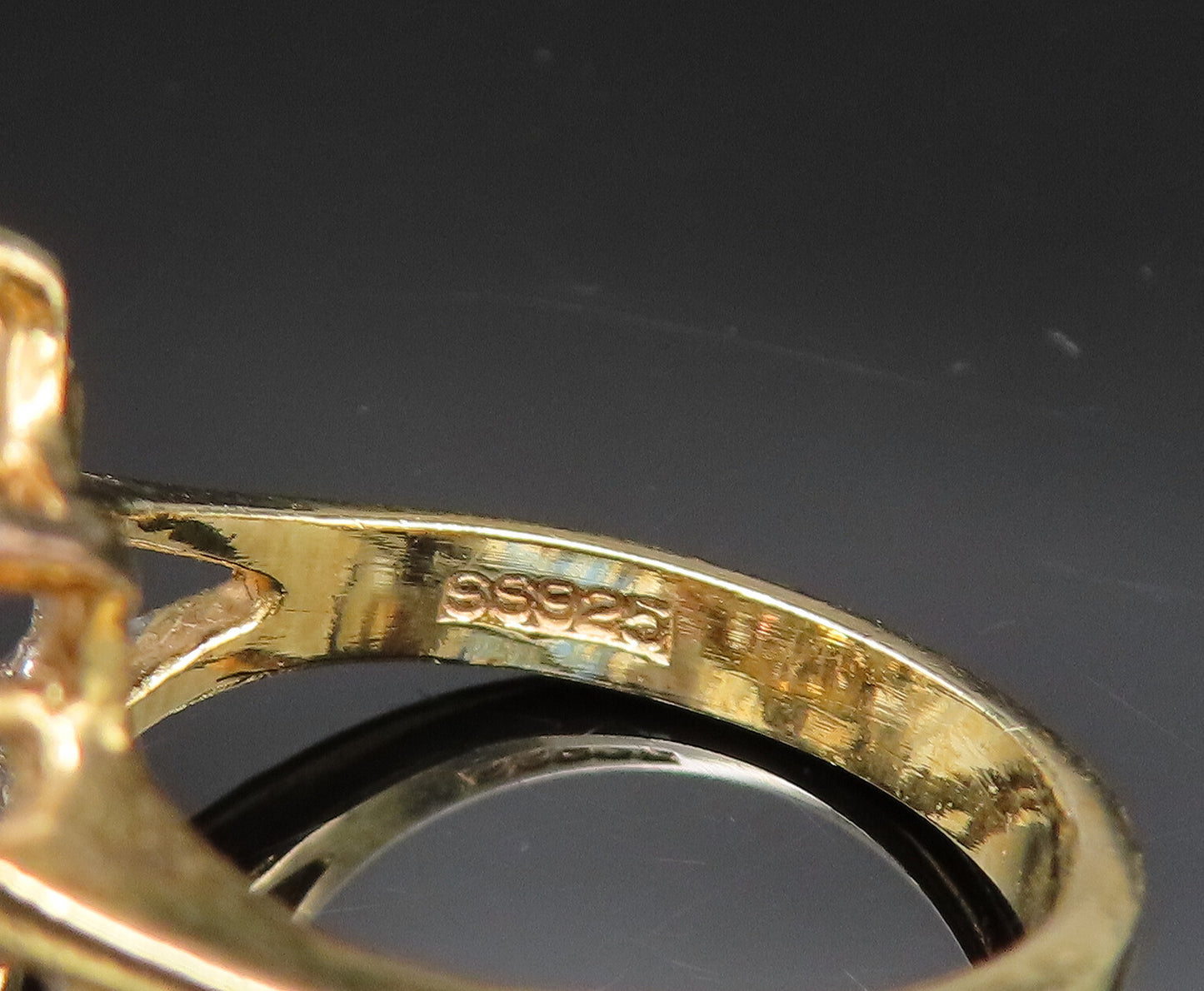 EDCO 925 Silver  Vintage Yellow & White Cubic Zirconia Ring Sz 6.5  RG25592