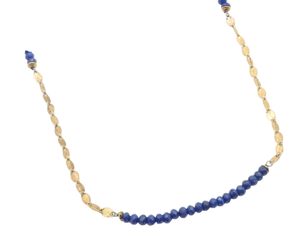 925 Sterling Silver Vintage Necklace Gold Plated Lapis Lazuli Bead Chain  NE4932