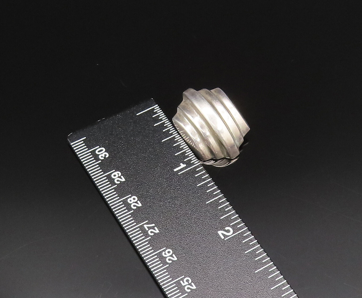 925 Sterling Silver  Vintage Hollow Ribbed Non Pierced Earrings  EG12108