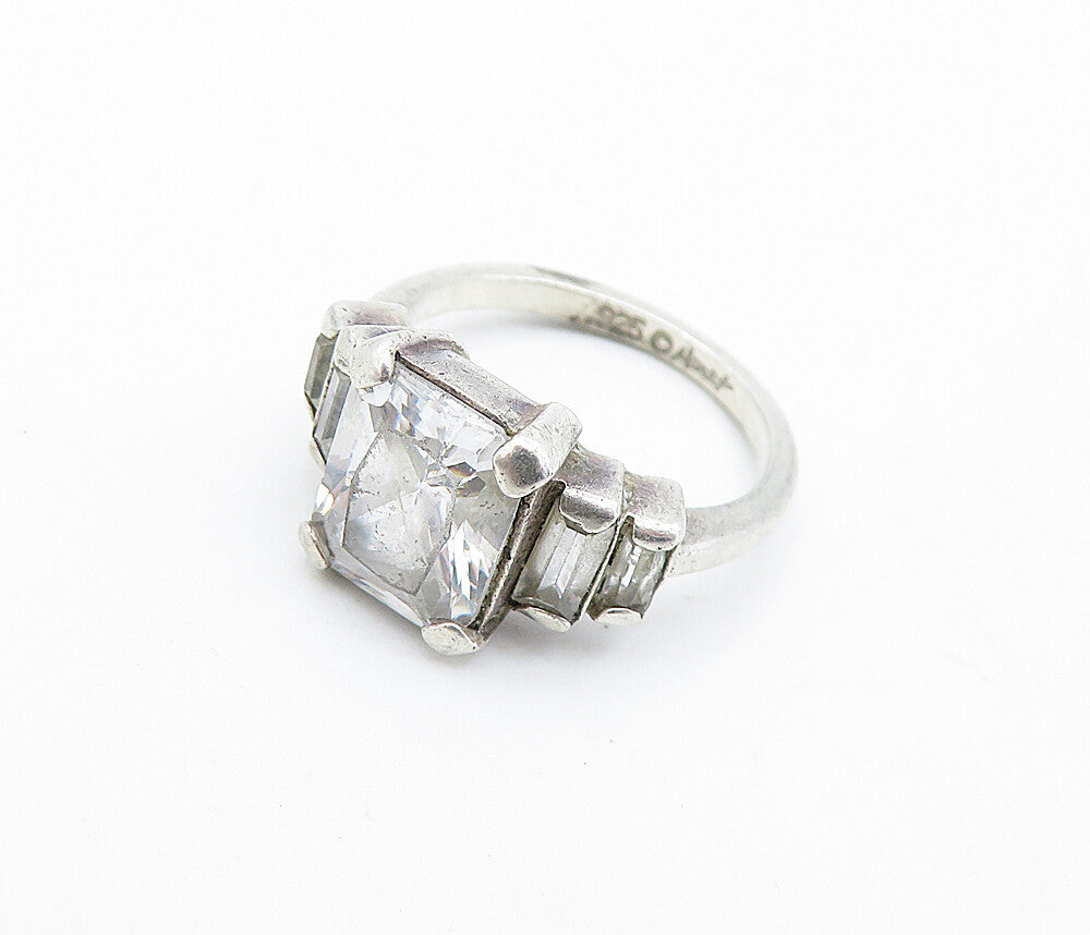 MONET 925 Silver  Vintage Cubic Zirconia Graduated Band Ring Sz 6.5  RG6422