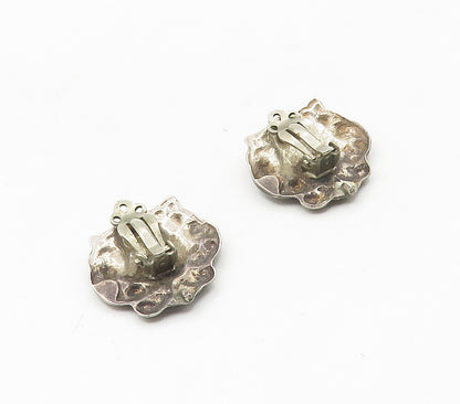 925 Sterling Silver  Vintage Oxidized Swirl Detail Non Pierce Earrings  EG7934