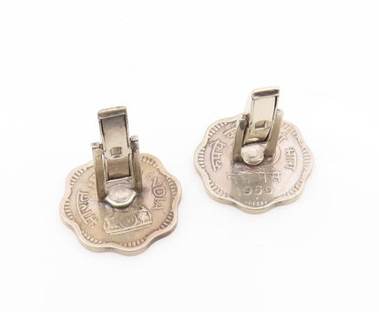 925 Sterling Silver Vintage Cufflinks Indian Ashoka Lion 10 Paisa Coin  TR4202