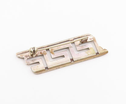 925 Sterling Silver  Vintage Carved Beaded Maze Pattern Brooch Pin  BP9615