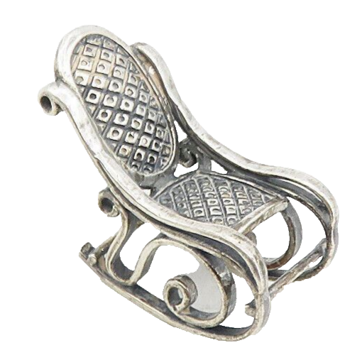 925 Sterling Silver  Vintage Oxidized Detail Rocking Chair Trinket  TR1448