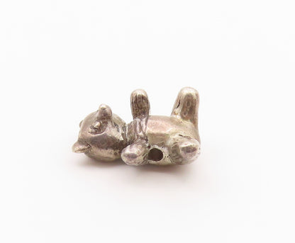 925 Sterling Silver  Vintage Petite Dark Tone Teddy Bear Pendant  PT17298