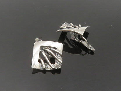 EUROPEAN 925 Sterling Silver  Vintage Shiny Textured Drop Earrings  EG11560