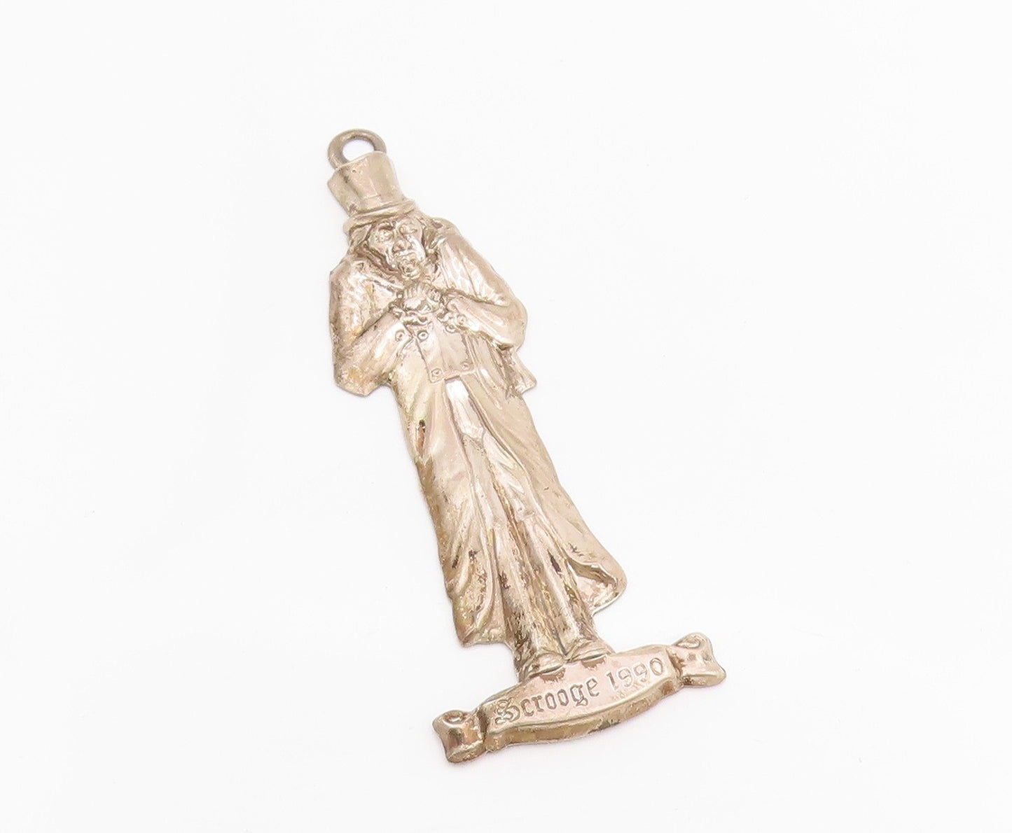 925 Sterling Silver Vintage Pendant 1990 Christmas Carol Scrooge Figure  PT25198