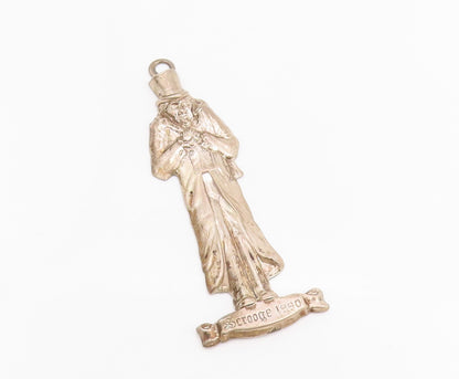 925 Sterling Silver Vintage Pendant 1990 Christmas Carol Scrooge Figure  PT25198