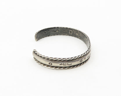 SOUTHWESTERN 925 Silver Vintage Etched Pattern Twist Cuff Bracelet BT7136