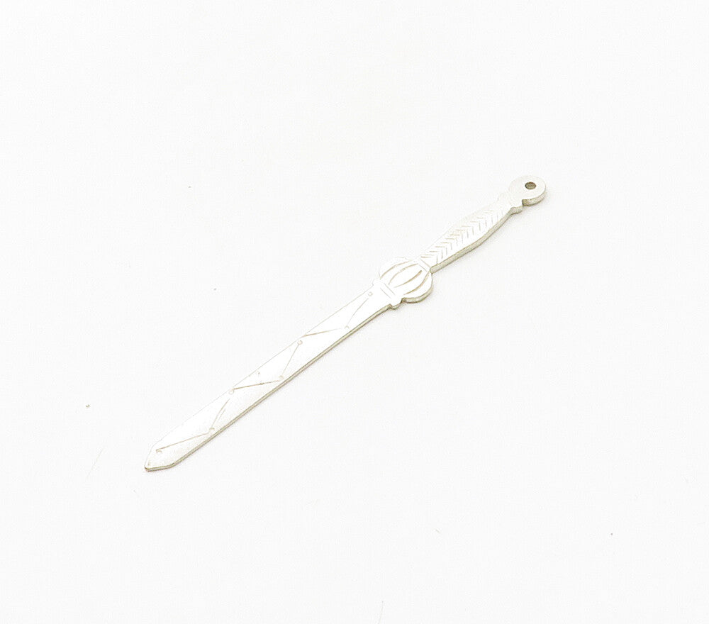 925 Sterling Silver  Vintage Petite Etched Detail Sword Motif Pendant  PT12837