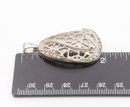 925 Sterling Silver  Vintage Topaz Cutout Open Design Pendant  PT18060