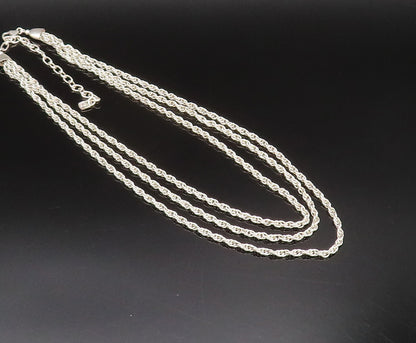 925 Sterling Silver  Vintage Three Strand Twisted Chain Necklace  NE3992